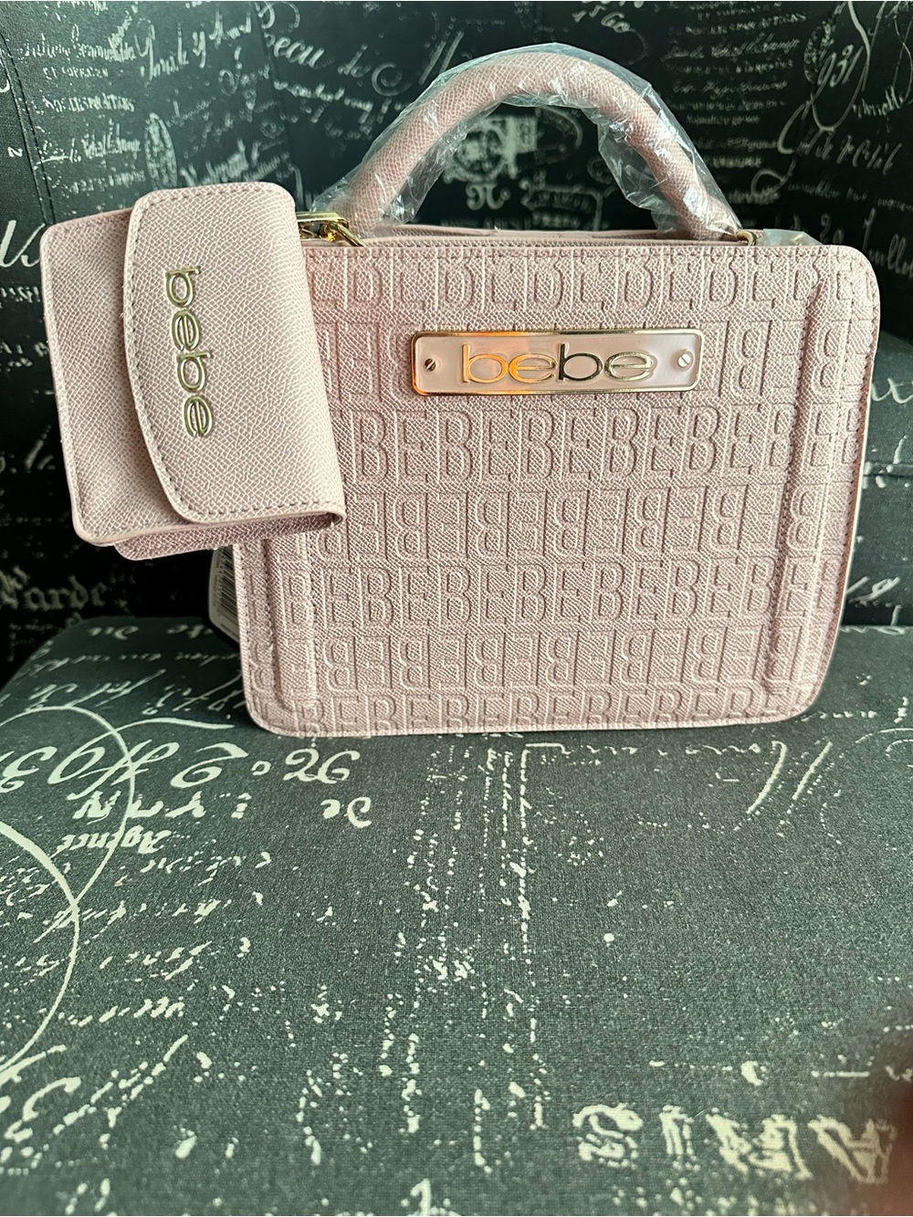 bebe Pink Top-Handle Bag with Matching Wallet